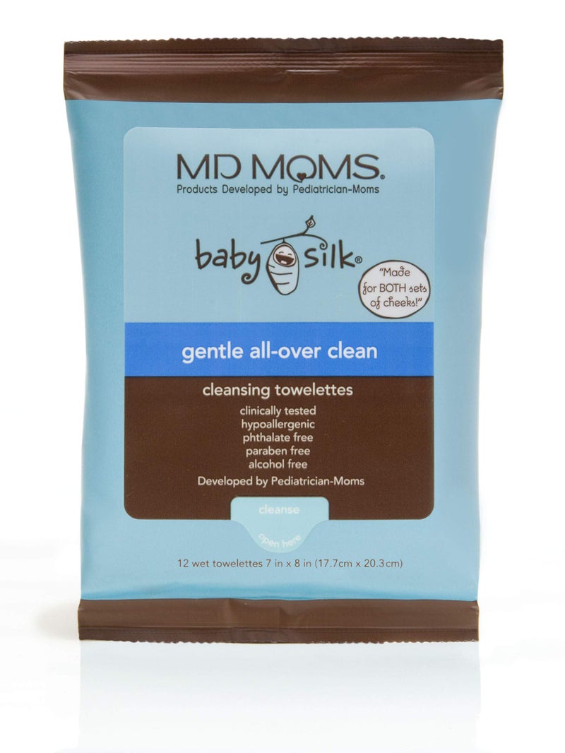 MD MOMS Baby Wipes by MD Moms - Sensitive Eczema Approved Hypoallergenic Cleansing Towelettes for Sensitive Skin (12 ct Travel Pouch) - Image 1